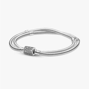 Pandora Moments Double Wrap Barrel Clasp Snake Chain Bracelet/Necklace